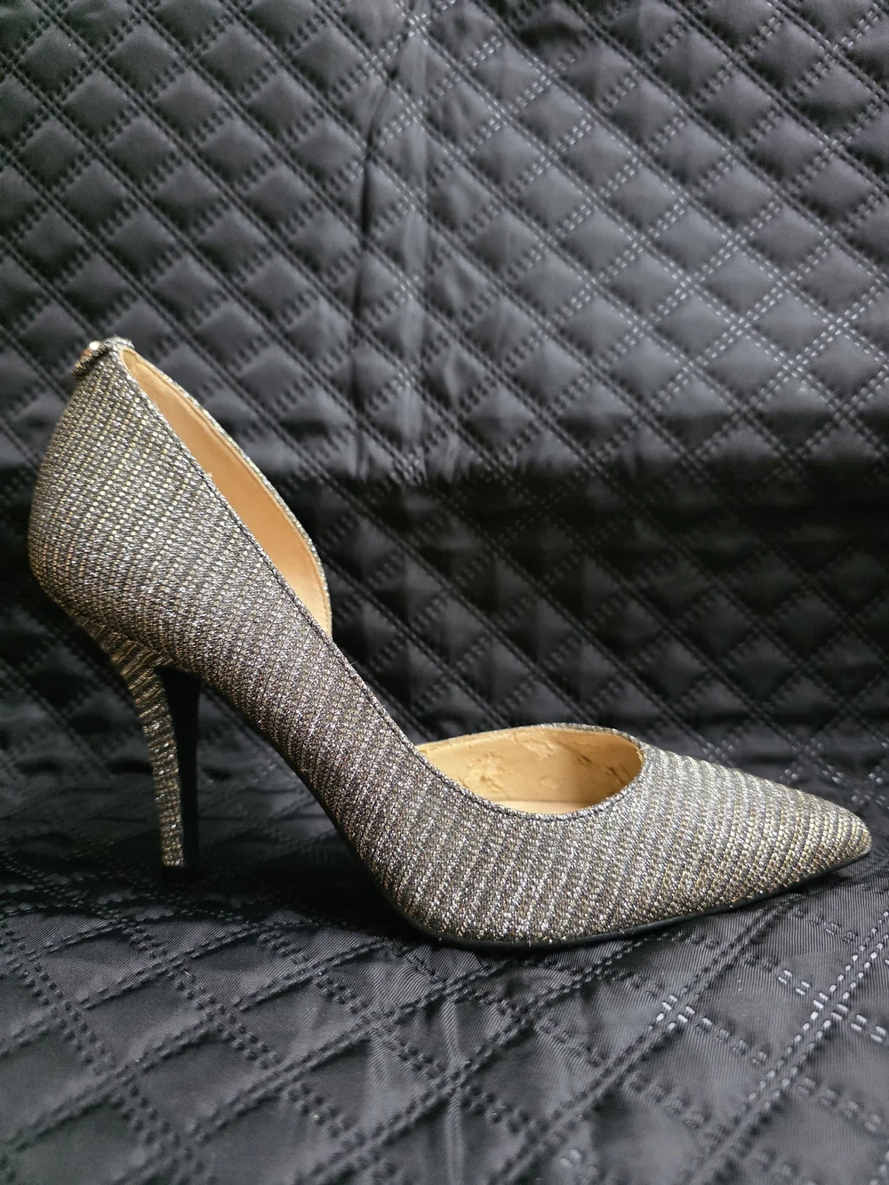Michael Kors Dorothy Flex Glitter Pumps Gold Silver 7M Peeling Insole